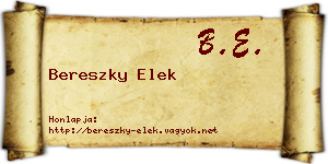 Bereszky Elek névjegykártya